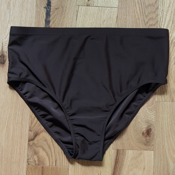 Bikini Bay. High-Waisted Chocolate Brown Bikini Bottom. Size XL. - Picture 1 of 7